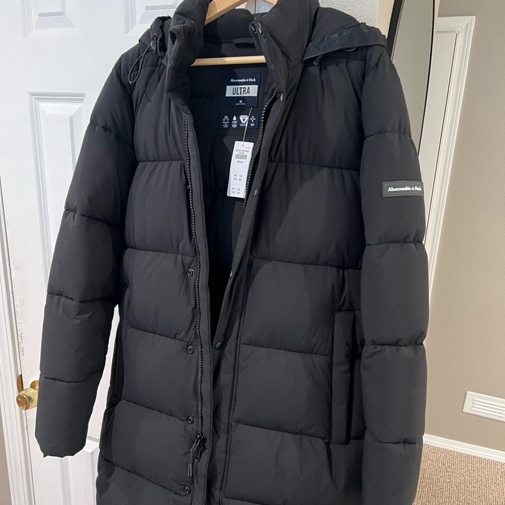 Men’s Abercrombie Long Black Puffer
